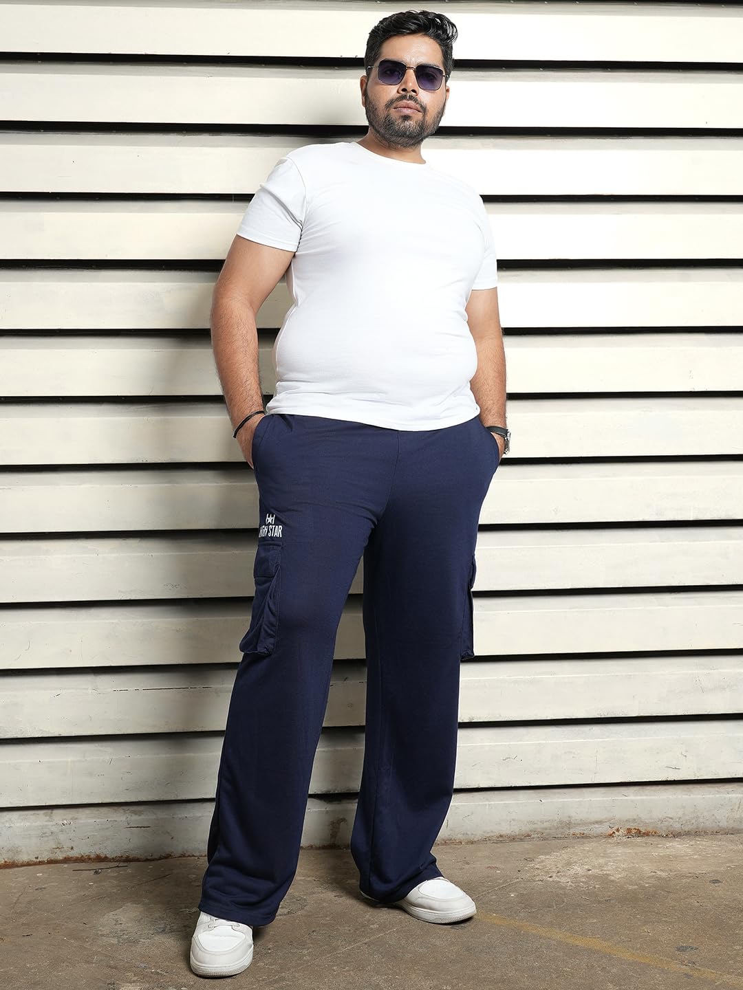 High Star Men Plus Size Regular Fit Stretchable Joggers Trackpants 3 Blue
