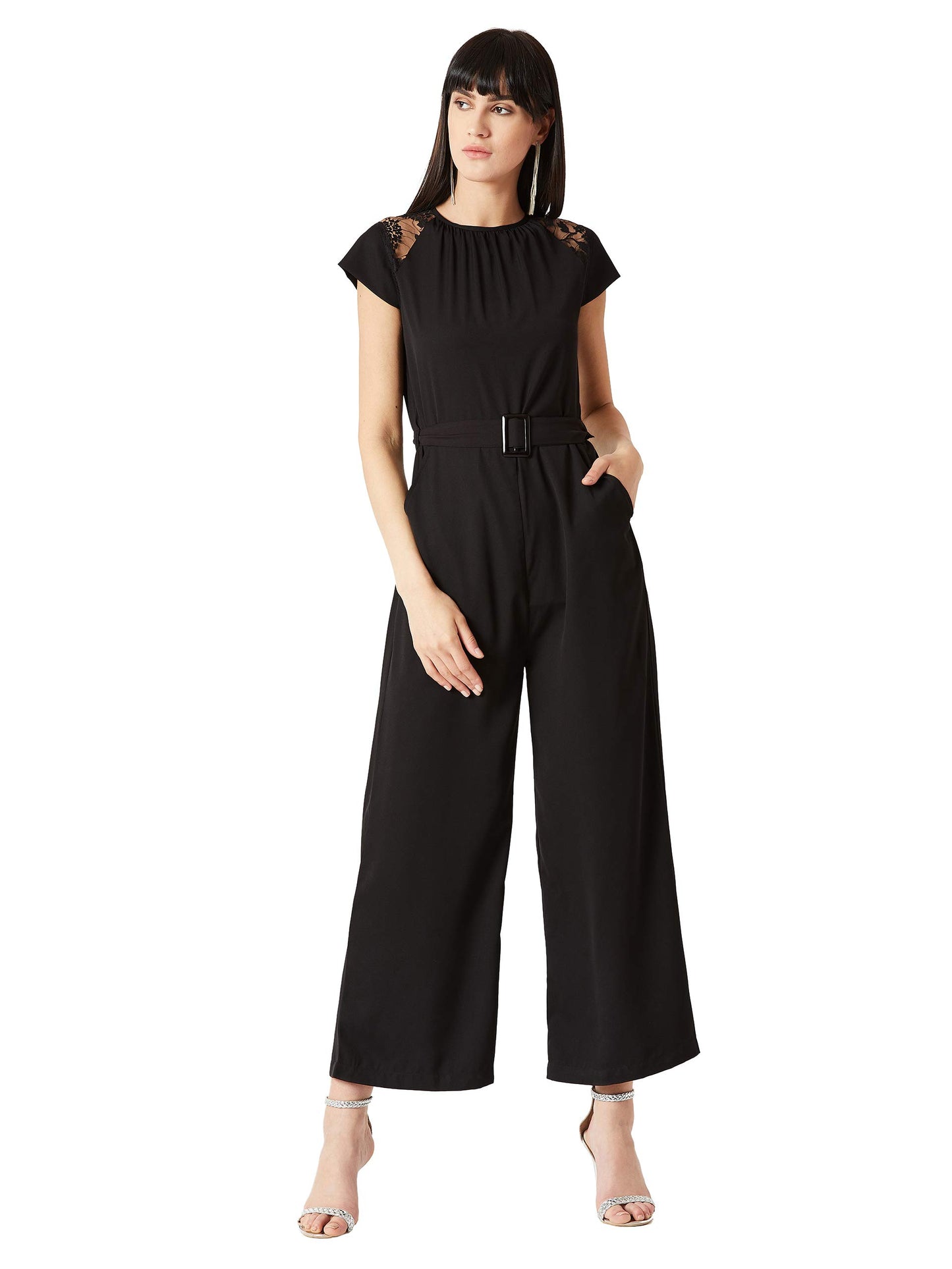Miss Chase WomenS Crepe Jumpsuit(Mcss19D04-15-62-05,Black,Large)