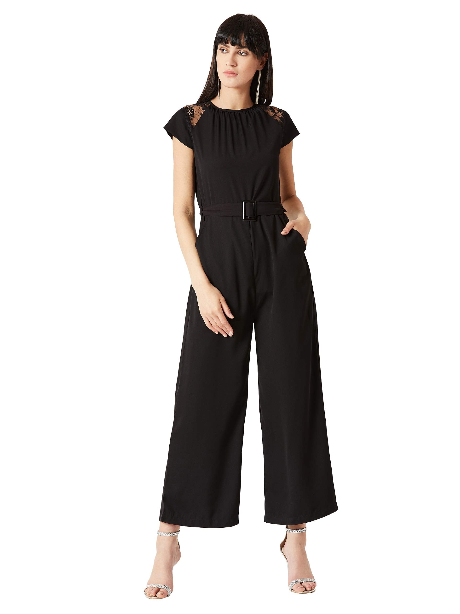 Miss Chase WomenS Crepe Jumpsuit(Mcss19D04-15-62-05,Black,Large)