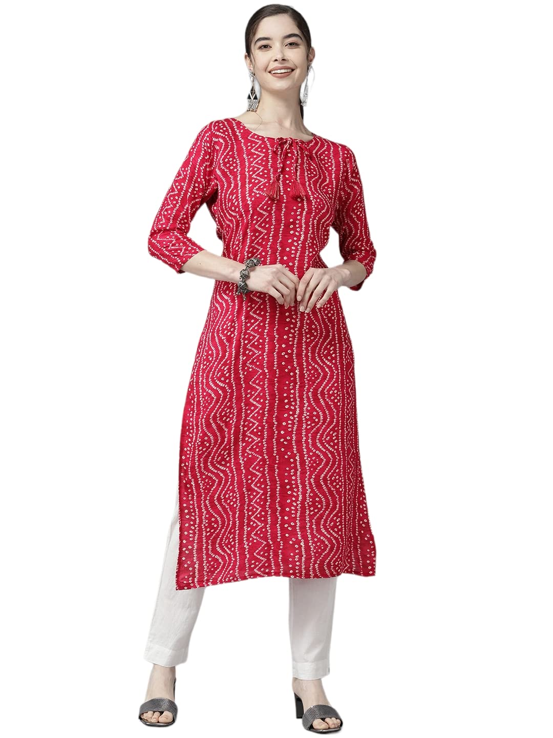 Aarika Women'S Cotton Regular Tunic Shirt (Kurti-W-Sm-7060_Rani