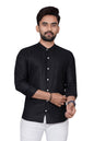 Besix MenS Cotton Solid Shirt With Mandarin Collared Full Sleeve Button Closure Curved Hem Straight Length And One Pocket | Mdr
