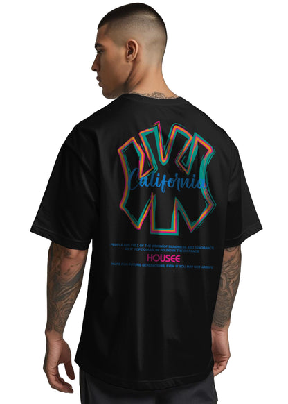 Peppyzone Mens Oversized Fit T-Shirt (PZ-OST-Trendy42_Black