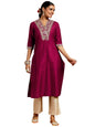 Libas WomenS Silk Embroidered Regular Kurtas (G2744R Maroon