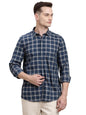 Turtle Mens Slim Fit Blue Checkered Casual Shirt for Everyday Wear | Pure Cotton | Blue Check Shirt Men