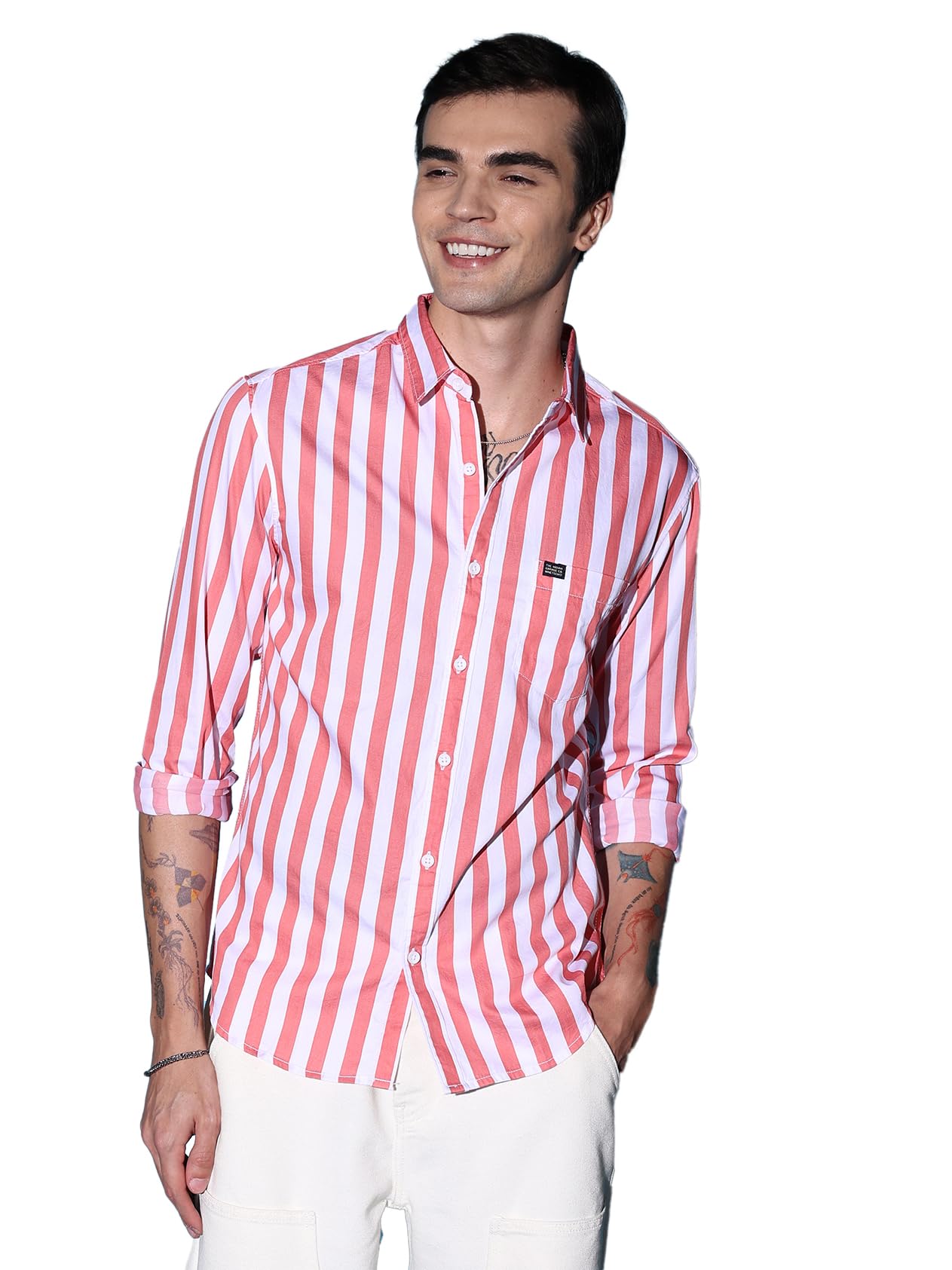 The Indian Garage Co Mens Slim Fit Shirt (0723-SHSTYD-02-01_Pink