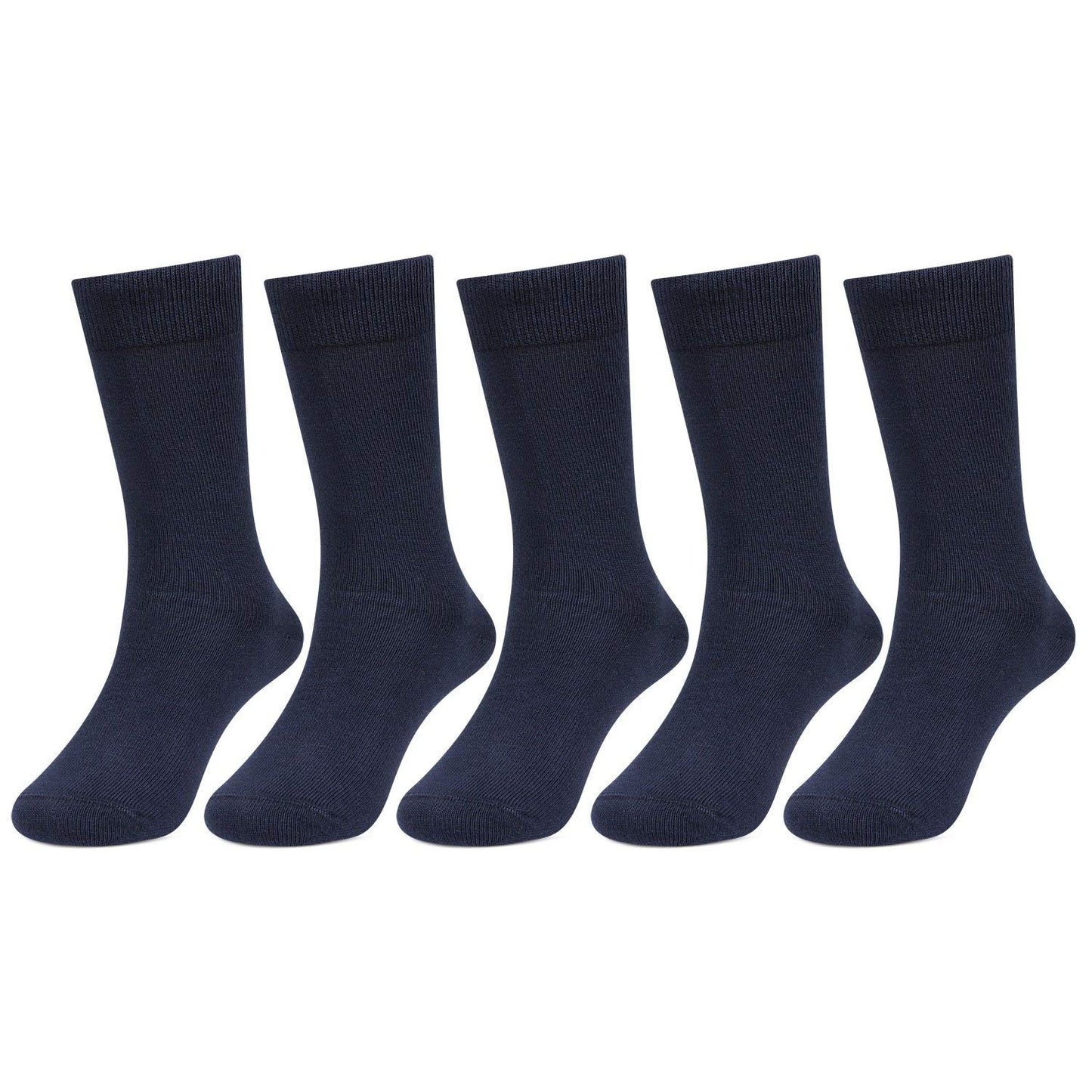 Kids Cotton Full length Plain Navy Color School Socks For Boys & Girls - Pack Of 5