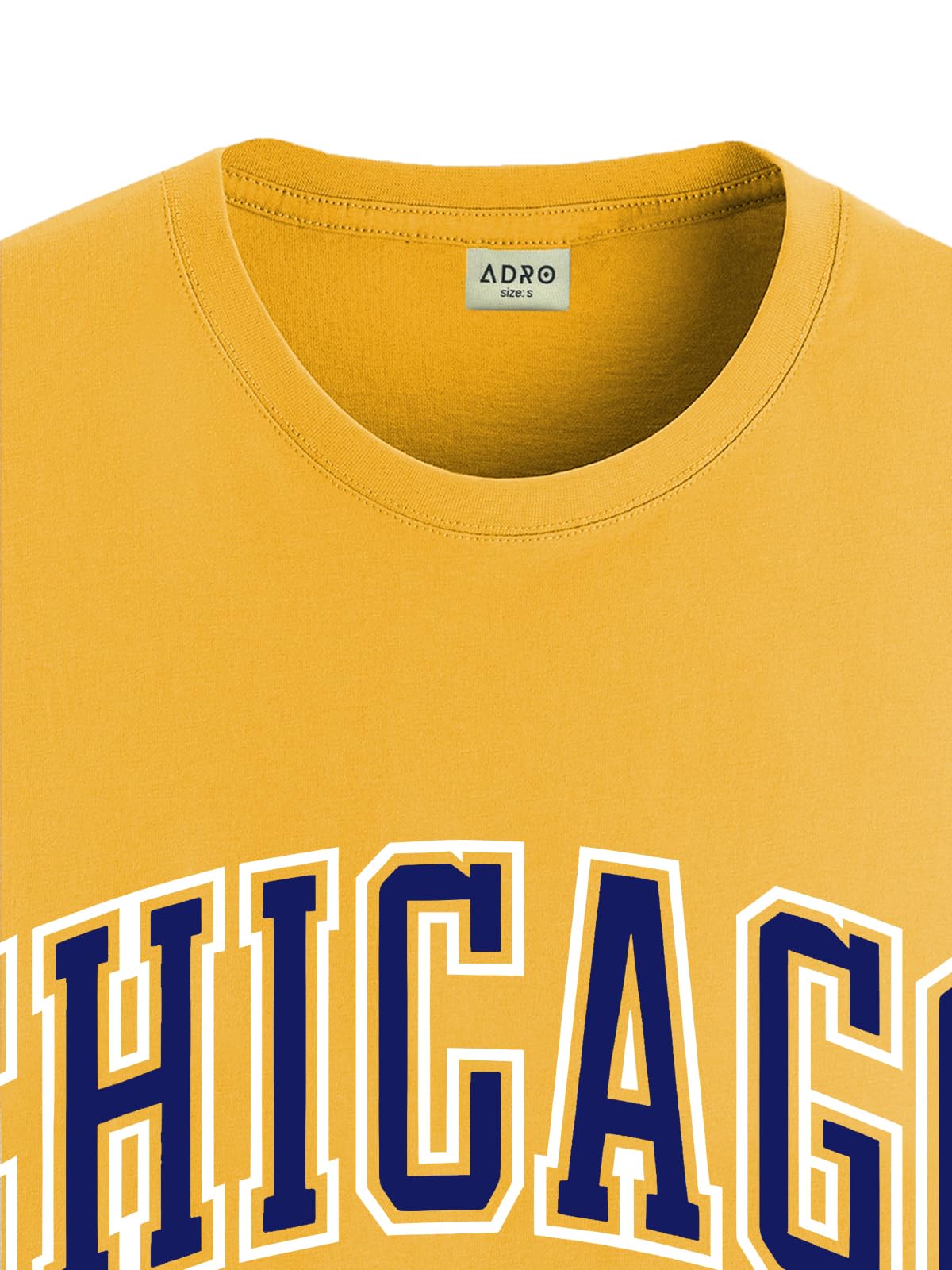 ADRO Mens T Shirt Urban Style Tshirt Printed with Chicago Design Cotton & Eye Catching Print Stylish T-Shirt for Men Mustard Tsh