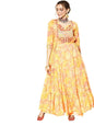 Ishin WomenS Cotton Blend Yellow Embroidered Anarkali Kurta