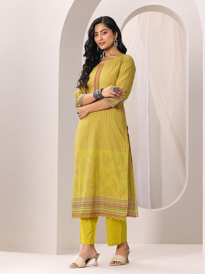 Libas WomenS Cotton Kurta Set (99121Or_Green