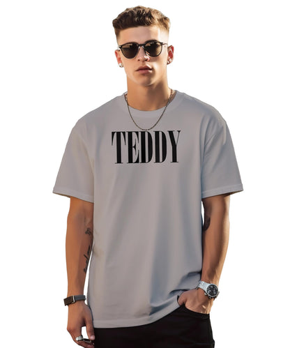 Peppyzone Mens Oversized Fit T-Shirt (PZ-OST-Teddy36FB40FB_Grey