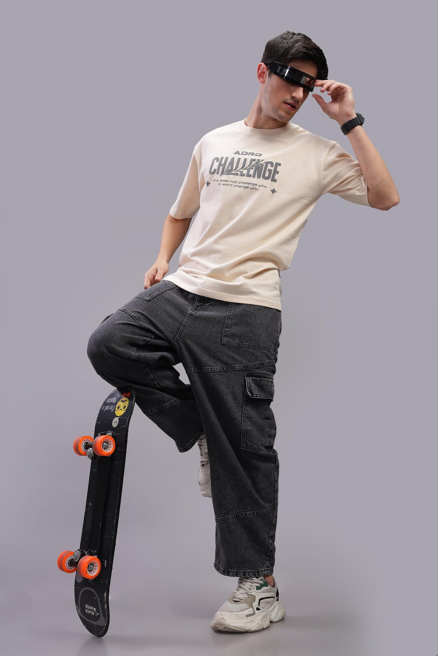 ADRO Mens Abstact Design Back Printed Oversized T-Shirt_OVR24-CHL-BEG