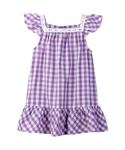Y/d check lace detail dress Purple