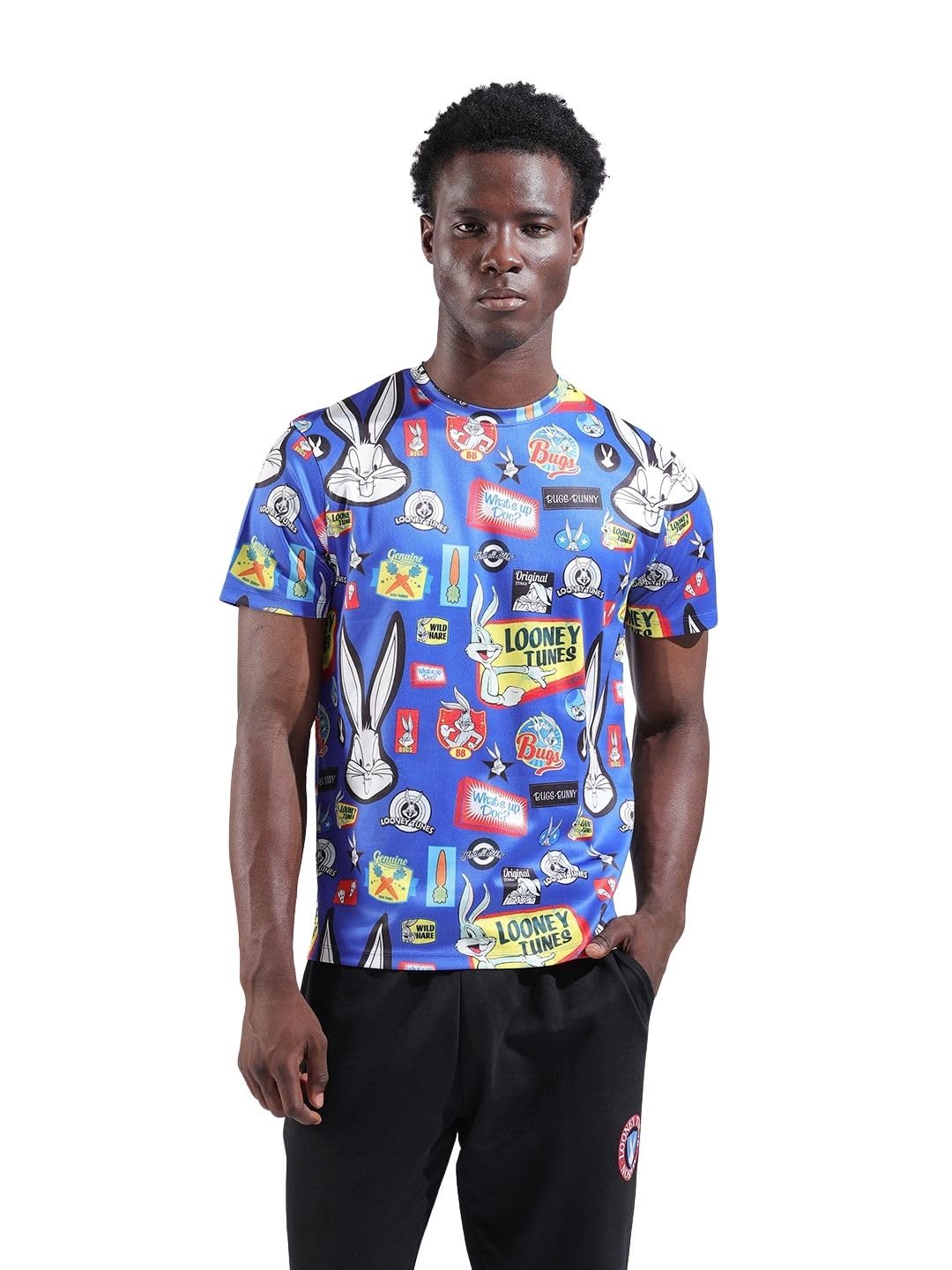 The Indian Garage Co Mens Warner Bros. Collection Slim Fit Bugs Bunny Crew Neck T-Shirt