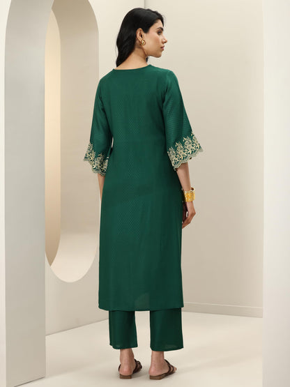 Libas Womens Woven Design Viscose Straight Kurta With Trousers