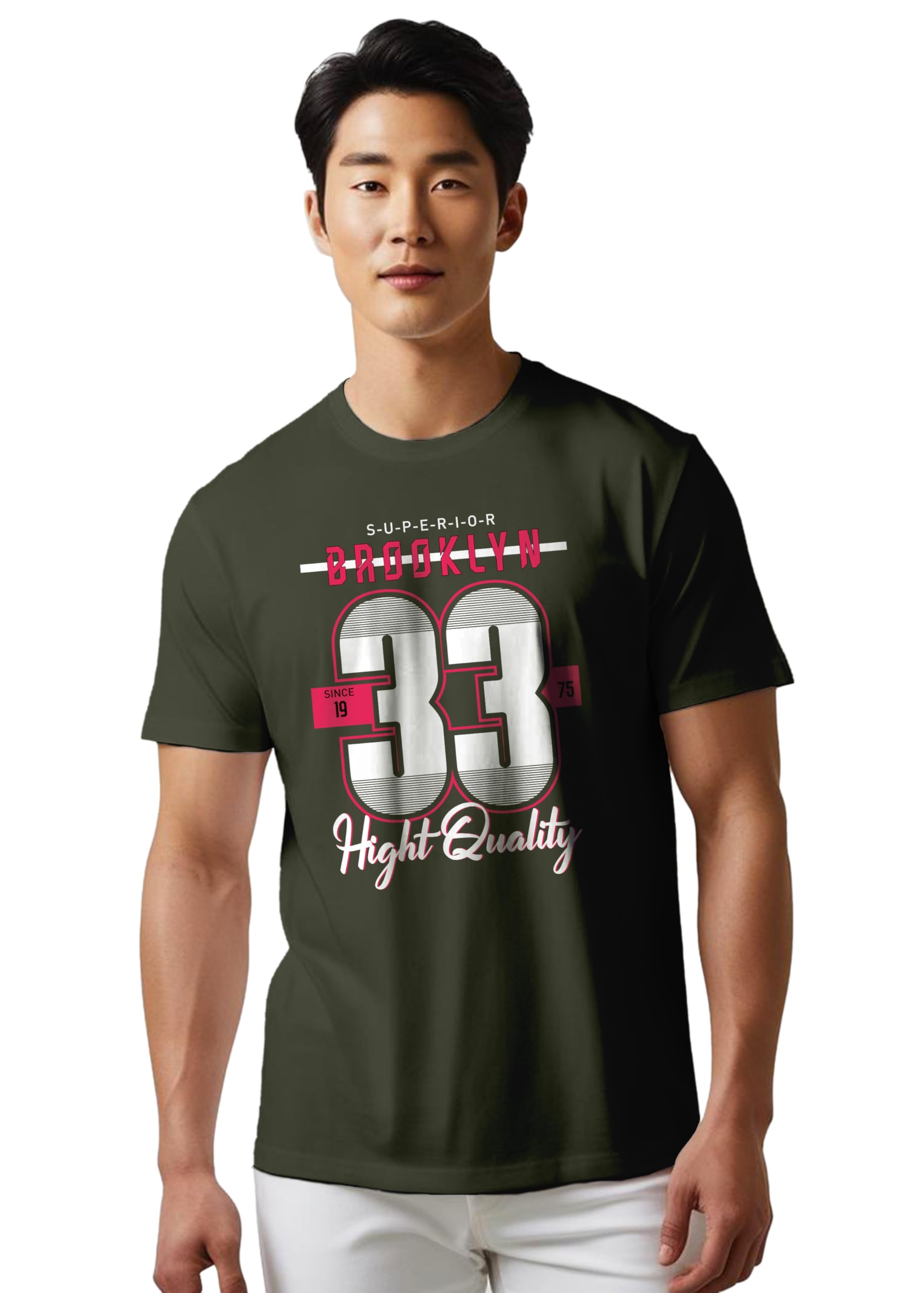 Peppyzone Mens Regular Fit T-Shirt (PZ-N-8372_Olive3