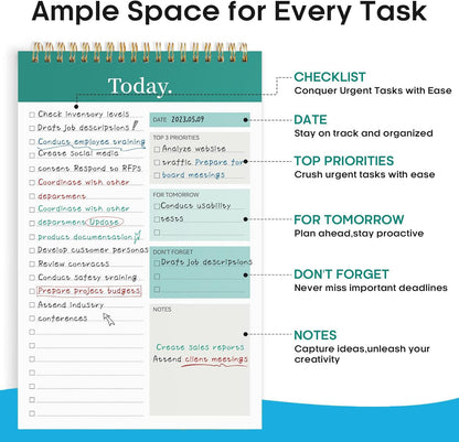 Accuprints A5 To Do List Notepad - Daily Planner Undated 50 Sheets/100 Pages Tear Off, 5.8 X 8.2 | Planning Memo Pad | Checklist