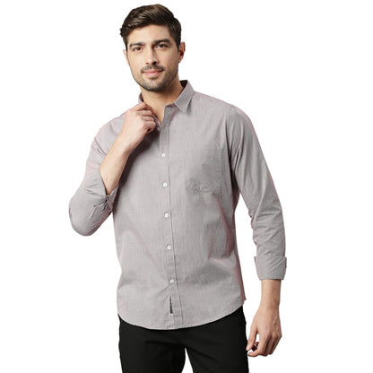 Thomas Scott Mens Solid Slim Fit 100% Cotton Casual Shirt with Spread Collar and Long Sleeve Maroon