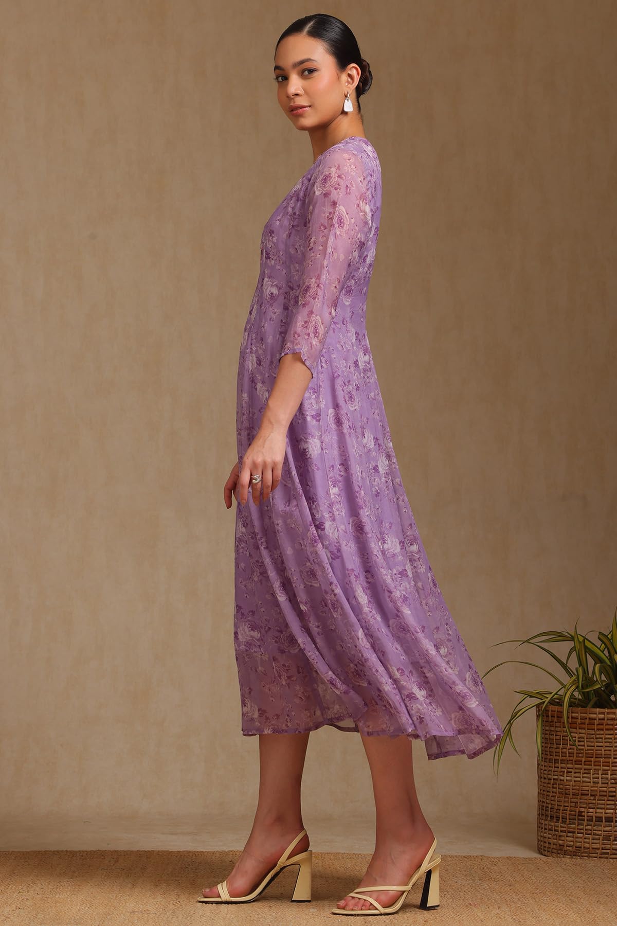 Soch Womens Organza Midi Dress (CWS5KU61342_Purple