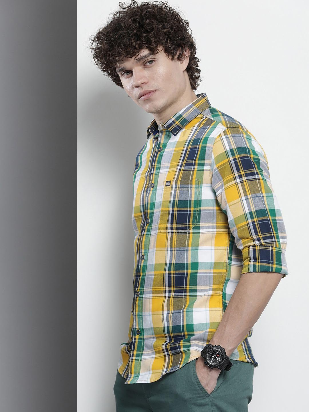 The Indian Garage Co Mens Slim Fit Shirt (1122-SHBCCPYD-04-01_Yellow