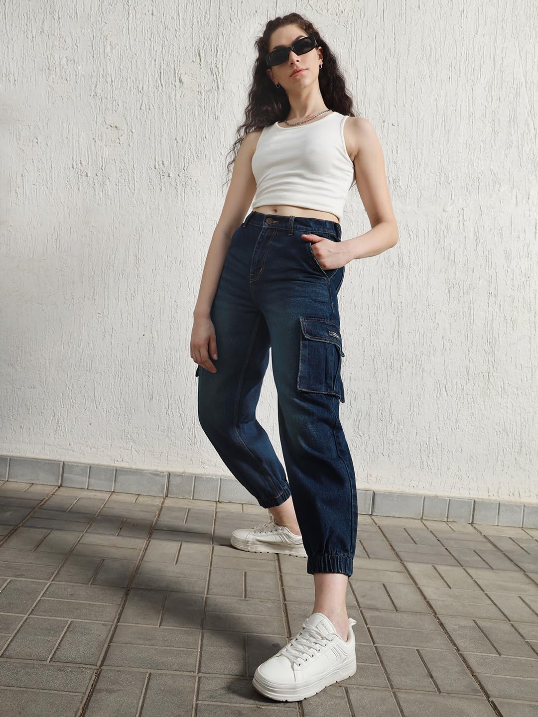 Hubberholme Women Blue Summer Cotton Tapered Fit Jeans