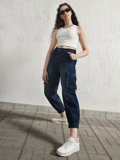 Hubberholme Women Blue Summer Cotton Tapered Fit Jeans