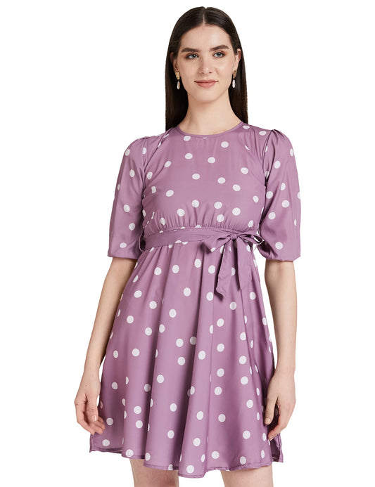 Tagas Women'S Polyester Blend Fit And Flare Knee-Length Dress (Op-3316-Purple-S_Purple_S)