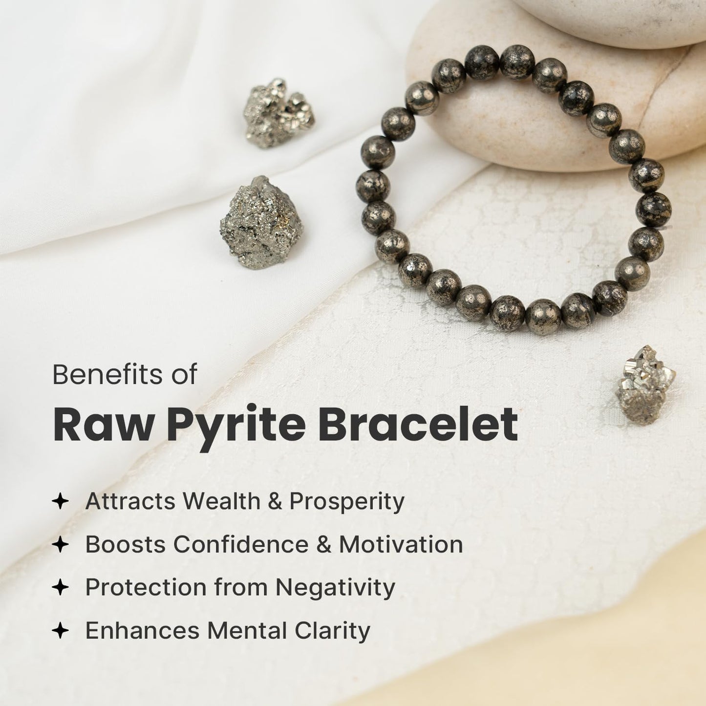 Astrotalk Raw Pyrite Bracelet | Certificate of Authenticity | Attracts Money and Boost Confidence | Astrology Bracelet for Men and Women | Beautifully Crafted with Healing Crystals