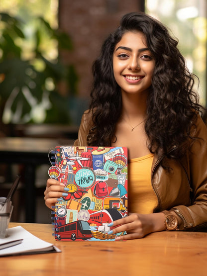 DOODLE B5 Hardcover Wiro/Spiral Notebook for Note Taking with Theme Based Dangler | 160 Undated Ruled Pages | 80gsm Acid Free Pa
