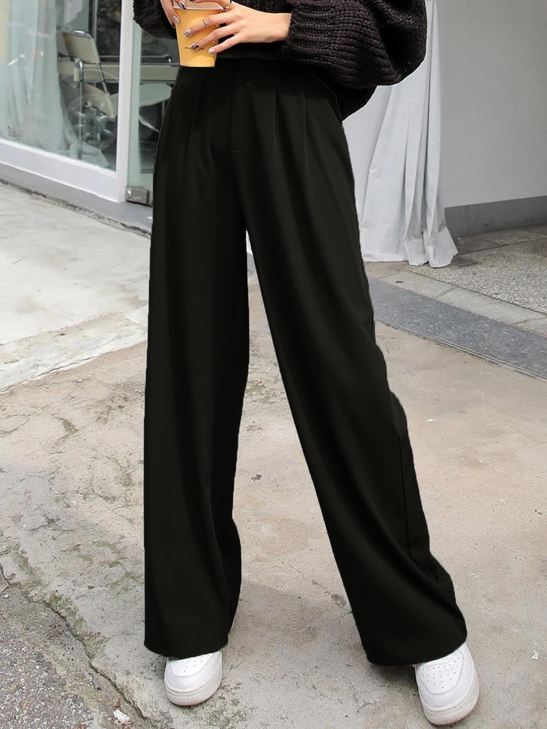 Kotty WomenS Regular Fit Black Lycra Blend Trousers