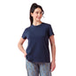 Enamor Womens Solid Relaxed Fit T-Shirt (E311_Navy