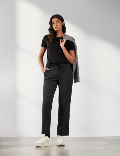 Enamor Essentials Womens Mid Rise Slim Fit Straight Leg Breathable Stretch Cotton Lounge Pants with Drawstring and Invisible Zip