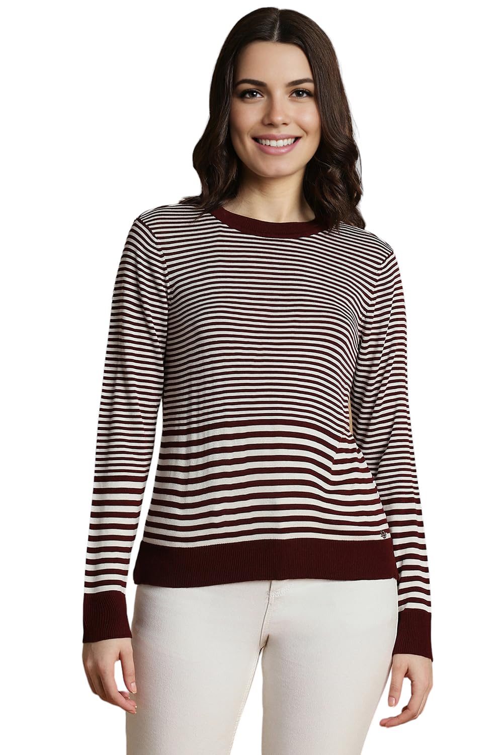 Allen Solly Women Striped Casual Round Neck Top