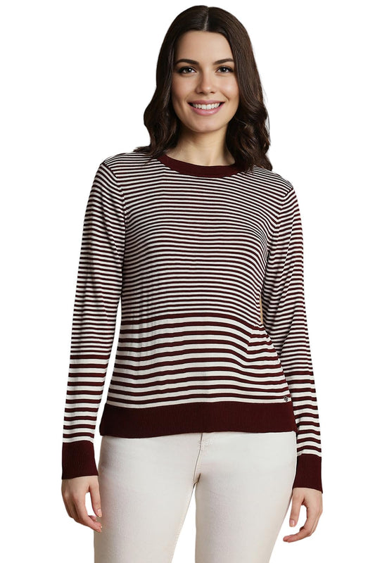 Allen Solly Women Striped Casual Round Neck Top
