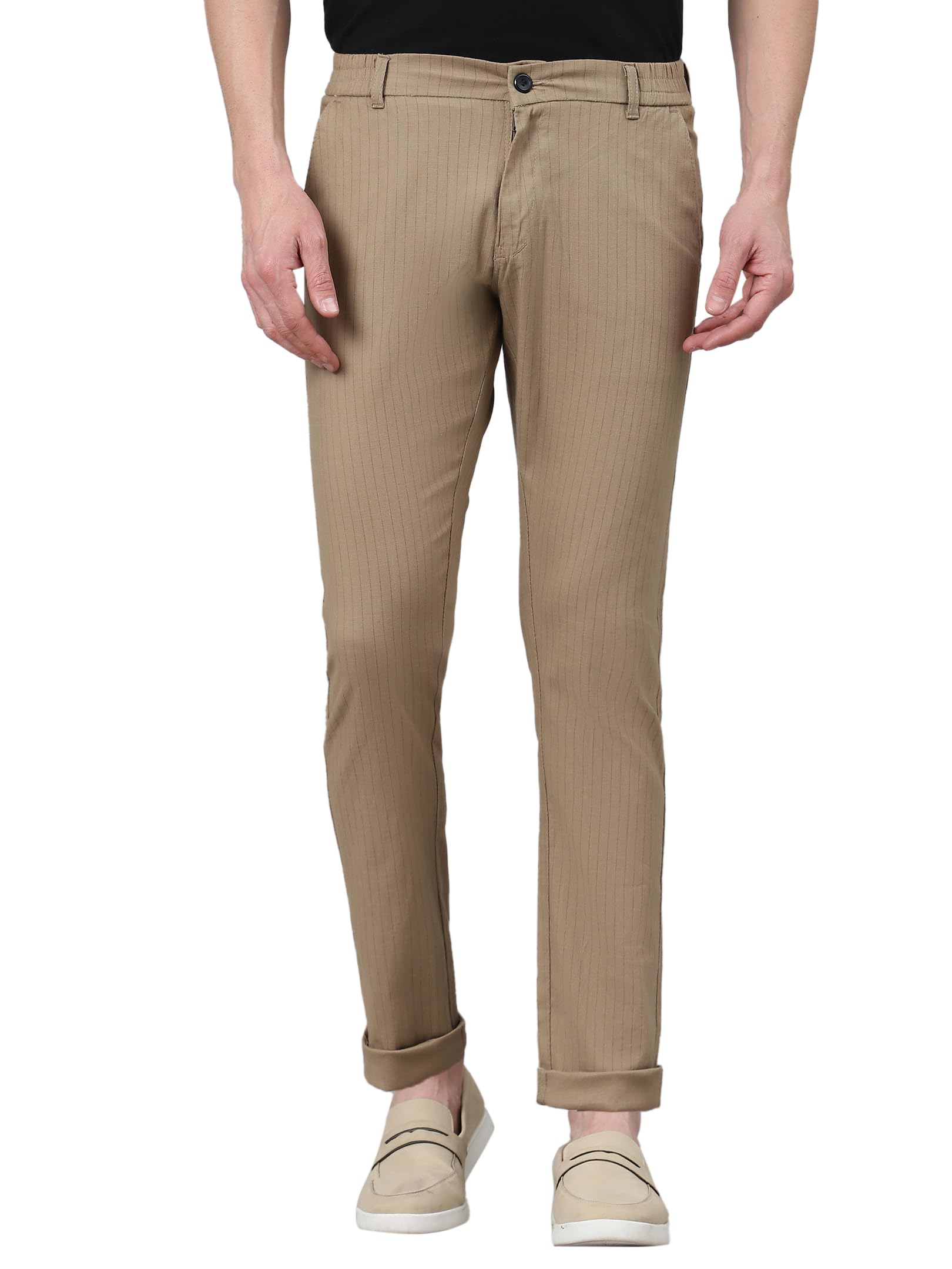 AVANOVA Mens Solid Linen Khakhi Trousers Light Business Style Slightly Stretch Straight Leg Pants for Outdoor Casual Daily Trou