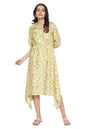 Aurelia WomenS Polyester Sweet Green Gathered Dress Below The Knee (21Aua12481-503531 Xl)