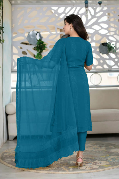 Fashion Basket Georgette Kurta Set with Dupatta for Women