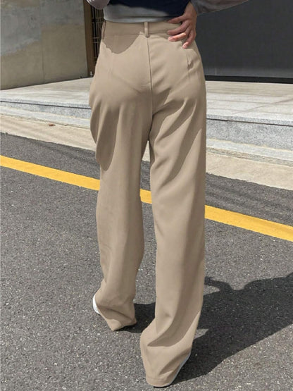 OOMPH! Womens High-Waisted Pant | Wide Leg Trousers | Korean Style Stretchable Trouser