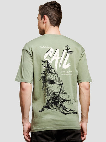 ADRO Men's Solid Oversized Fit T-Shirt (OVR24-L1-SAIL-OL_Olive