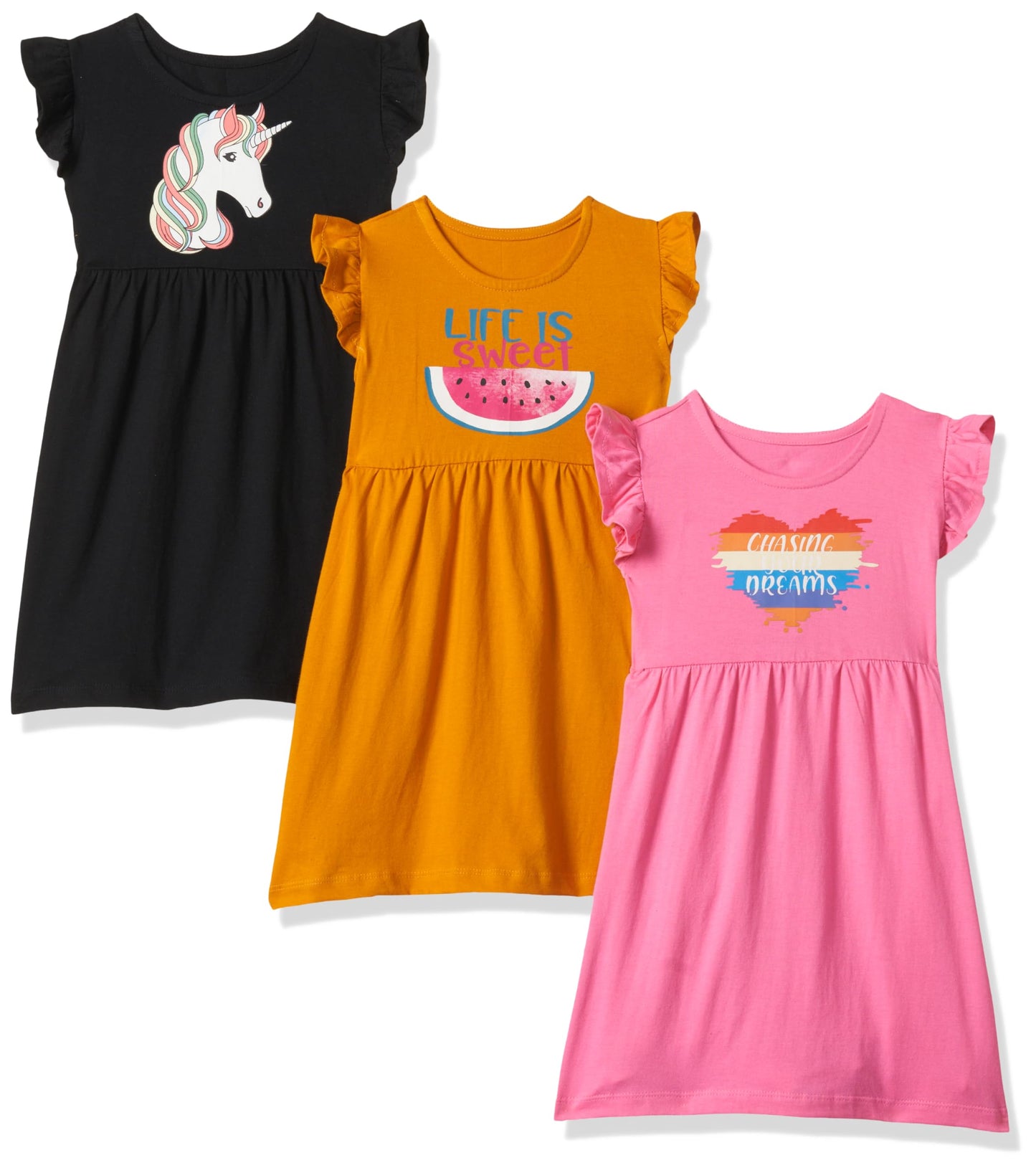 T2F Girls Cotton Printed Regular Fit Casual Dress
