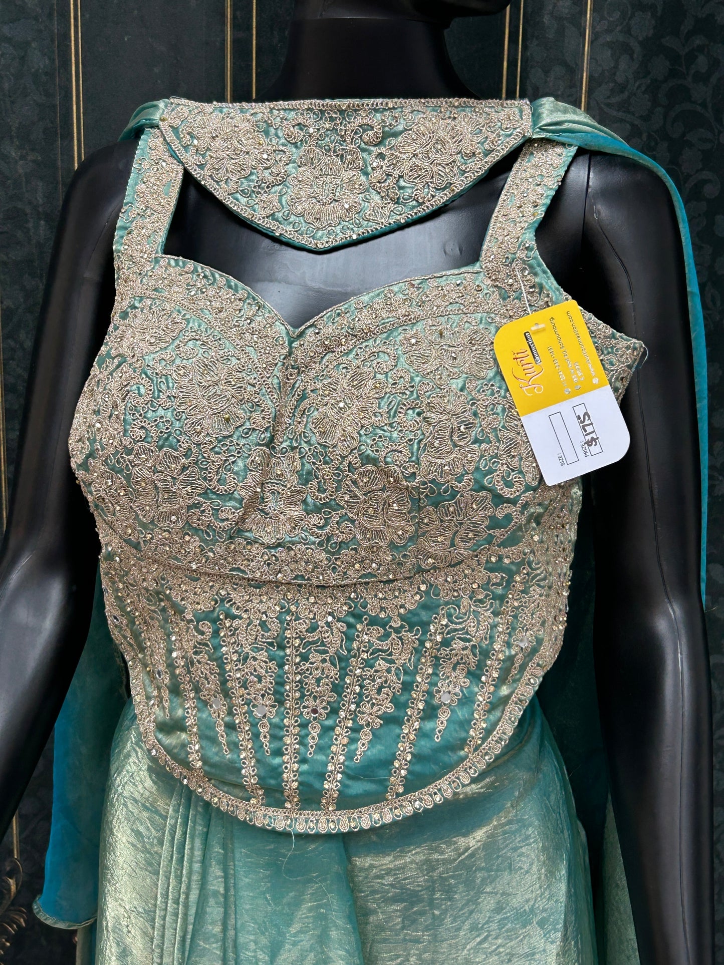 Teal : Lehenga saree : fusion readymade saree