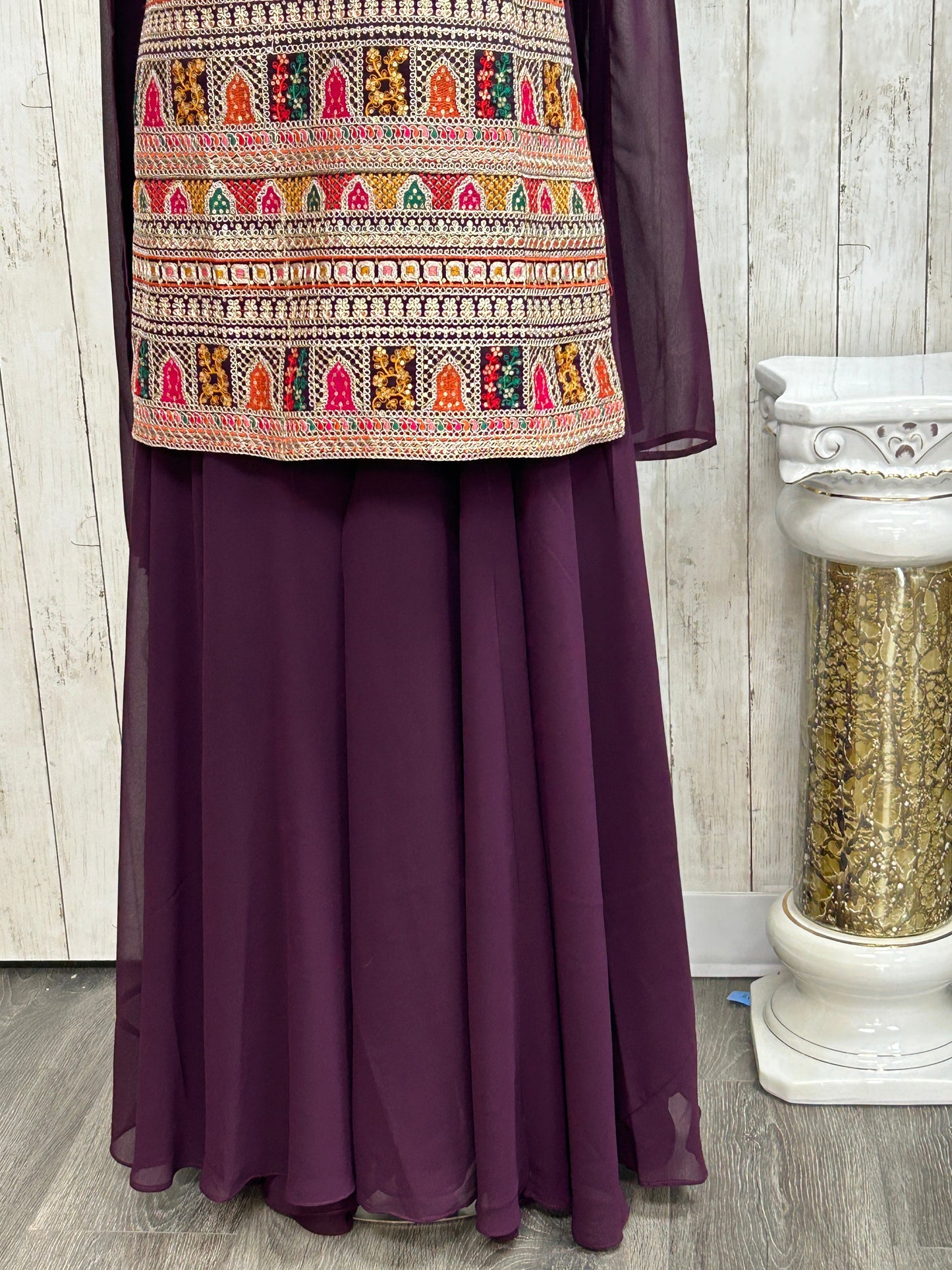 Heavy embroidery work sharara suit