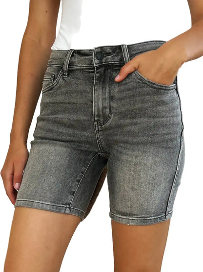 Judy Blue Full Size High Waist Washed Denim Shorts