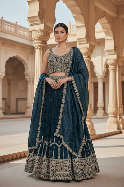 Dark grey lehenga set