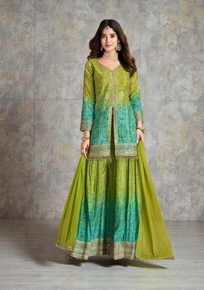 Rangeela : Bandhani silk sharara suits