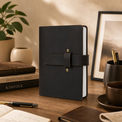 Handmade A6 Genuine Leather Journal-Refillable Ring Binder, Vintage Travel Organizer, and Writing Notebook for Men and Women-8x6 Inches