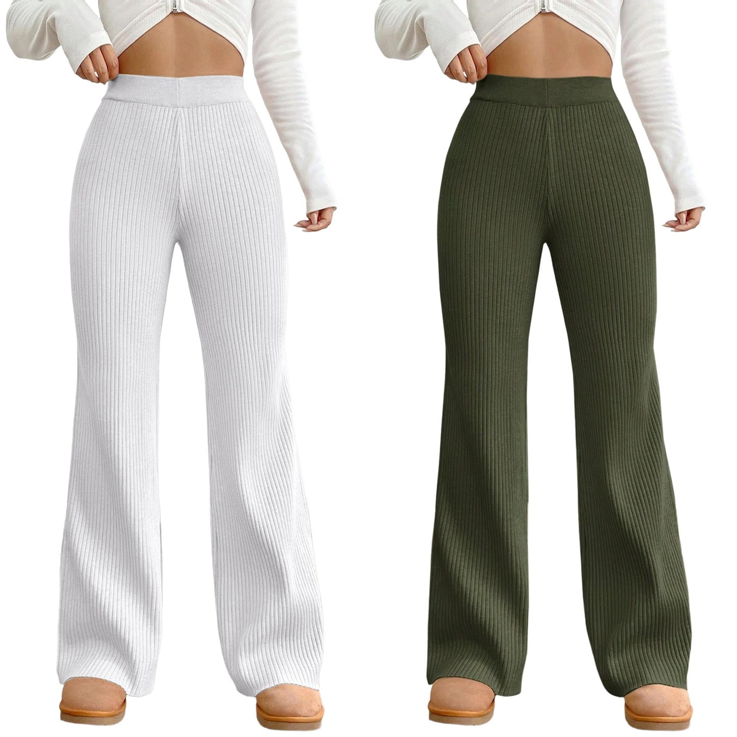 Tee Projekt Regular Fit Trousers for Women| Korean Trousers for Women White-Olive