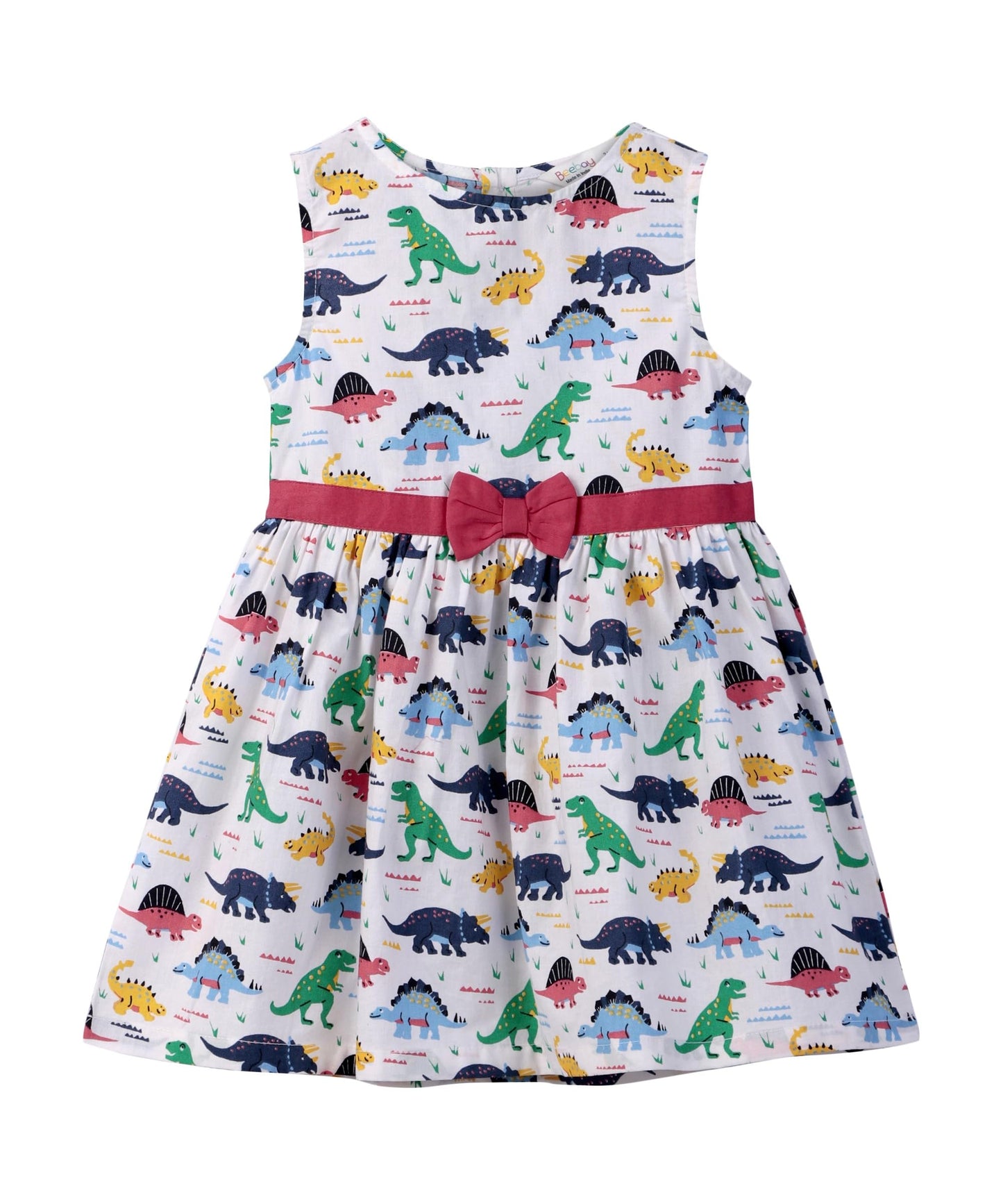 Dino print bow detail dress Multi