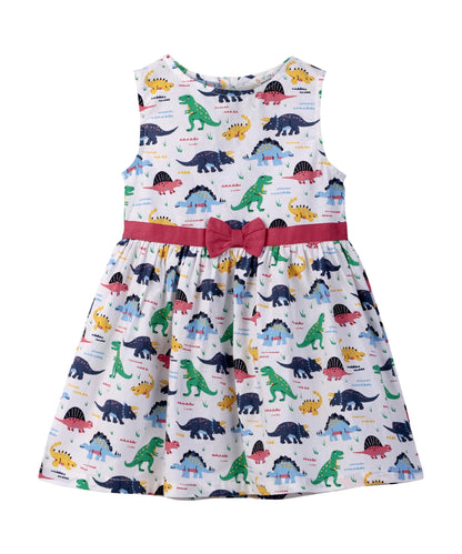 Dino print bow detail dress Multi