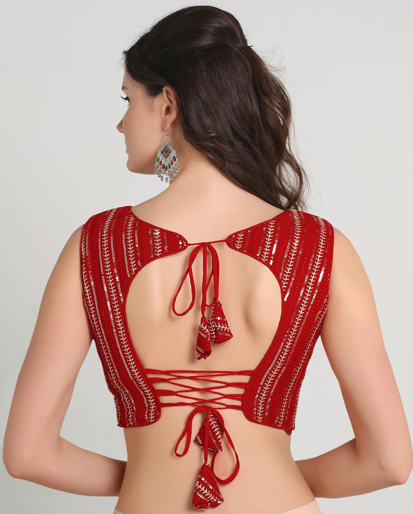 Pujia Mills WomenS Indian Ethnic Wear Sabyasachi Sequence With Dhaga Embroidered Zari Work Sweetheart Neck Blouse Sleeveless Re