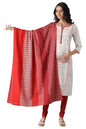 Aurelia Red Cotton Printed Dupatta